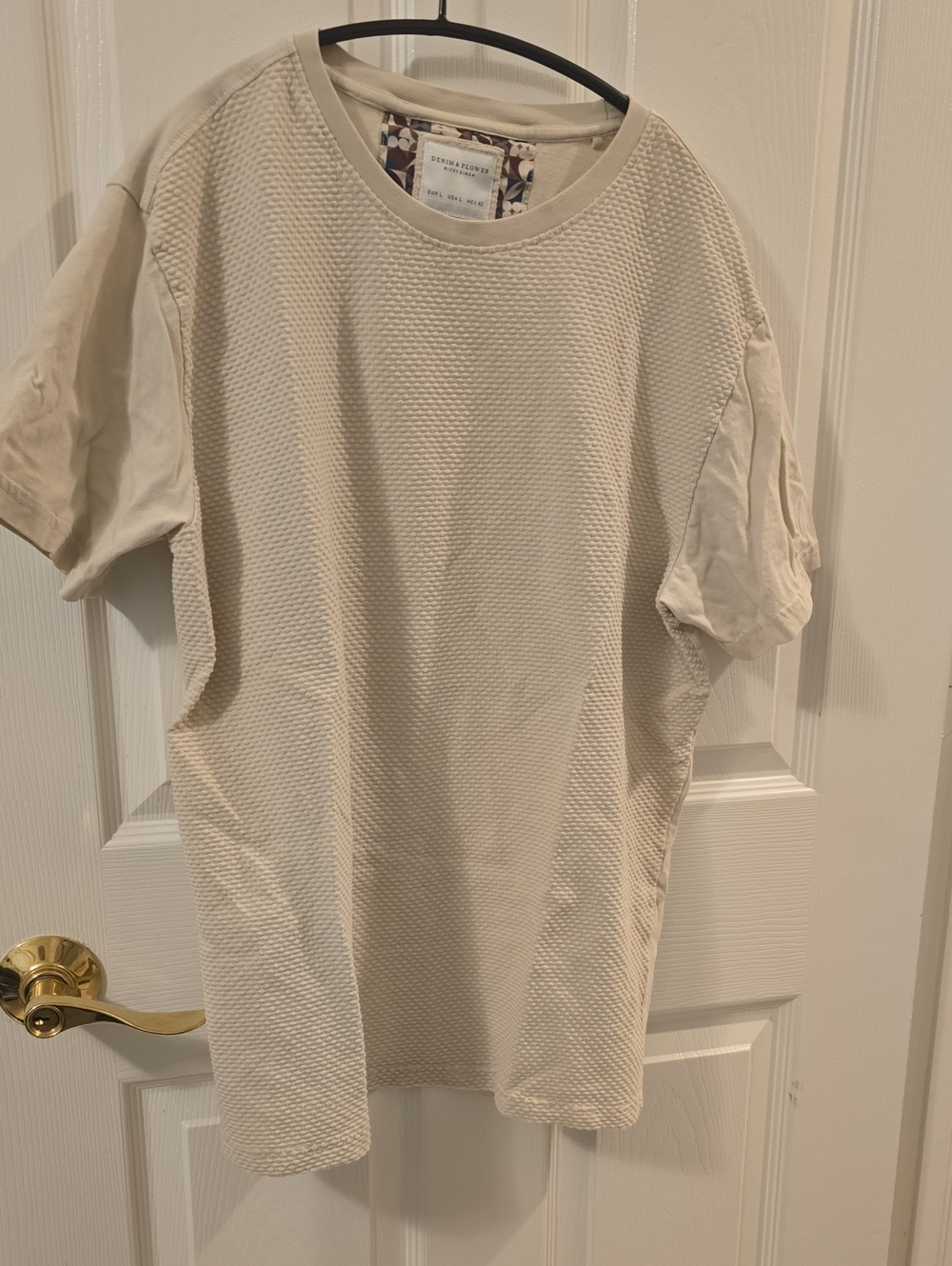 Denim & Flower Men's Textured Crew Short Sleeve Tee - Cream